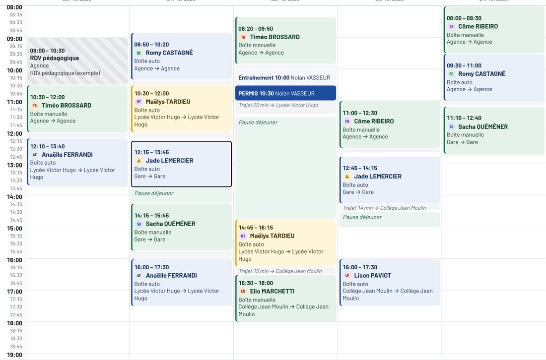 Planning de la semaine calculé par CrénoPilot